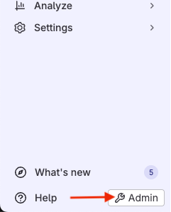 The Admin area button.
